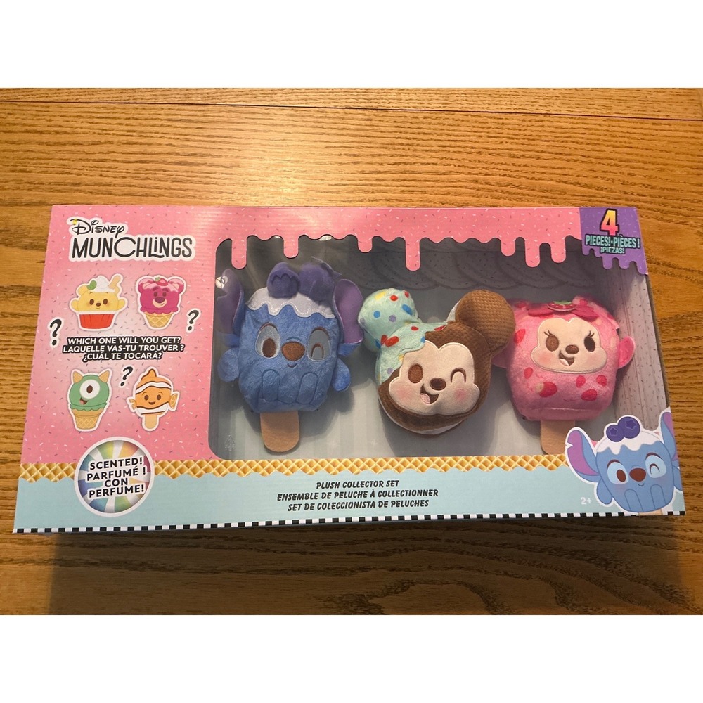 Disney‎ Munchlings Plush  Set Stitch Mickey Mouse Strawberry Donut Ice Cream